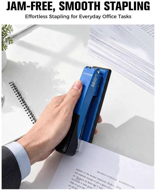 Alt view image 2 of 7 - Heavy Duty Stapler for Desk with 50 Sheet, 3000 Staples, Blue | Office Stapler, Classroom Stapler, Teacher Stapler, Full Strip Desktop Stapler, Easy to Load & Magnetic Staple Remover