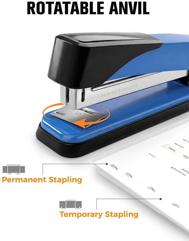 Alt view image 3 of 7 - Heavy Duty Stapler for Desk with 50 Sheet, 3000 Staples, Blue | Office Stapler, Classroom Stapler, Teacher Stapler, Full Strip Desktop Stapler, Easy to Load & Magnetic Staple Remover