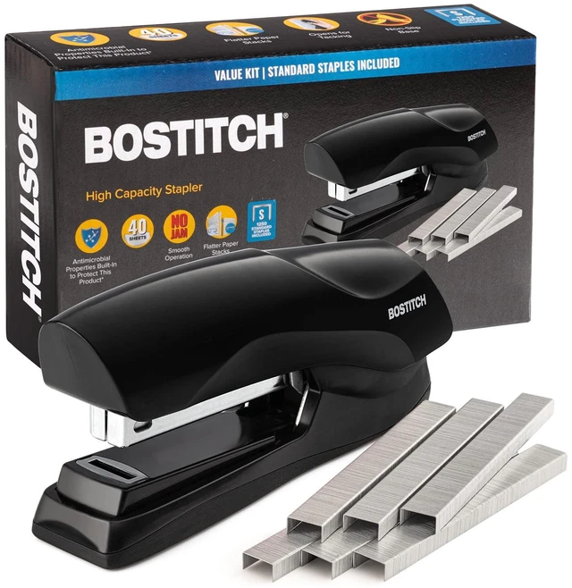 Main image of Office Stapler Heavy Duty - 40 Sheet Stapler for Desk -Full-Strip - Includes 1260 Staples - Black