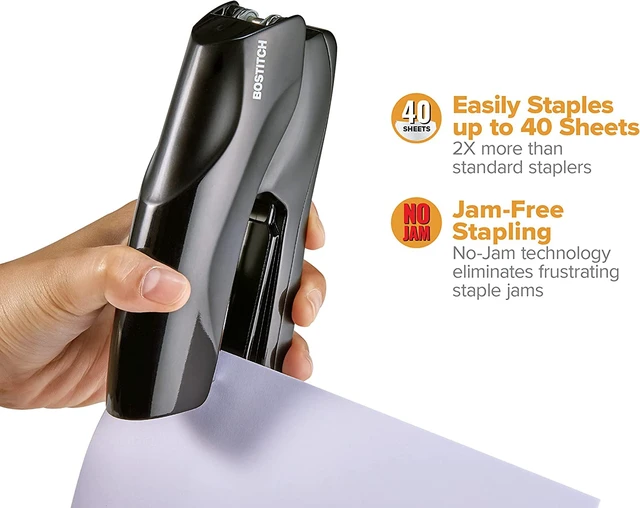 Alt view image 6 of 7 - Office Stapler Heavy Duty - 40 Sheet Stapler for Desk -Full-Strip - Includes 1260 Staples - Black