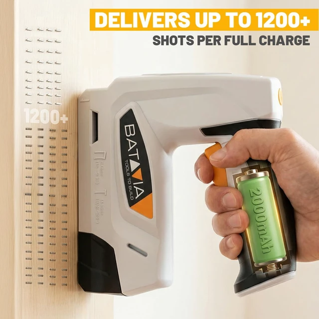 Alt view image 4 of 7 - Electric Staple Gun, 2-in-1 Cordless T50 Stapler & Brad Nailer with 2000PCS Staples and Nails, 2000mAh Battery Powered, 4V Electric Stapler for Upholstery, Wood, DIY, Home Improvement