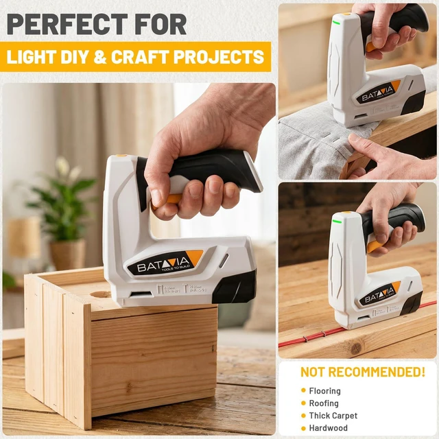 Alt view image 5 of 7 - Electric Staple Gun, 2-in-1 Cordless T50 Stapler & Brad Nailer with 2000PCS Staples and Nails, 2000mAh Battery Powered, 4V Electric Stapler for Upholstery, Wood, DIY, Home Improvement