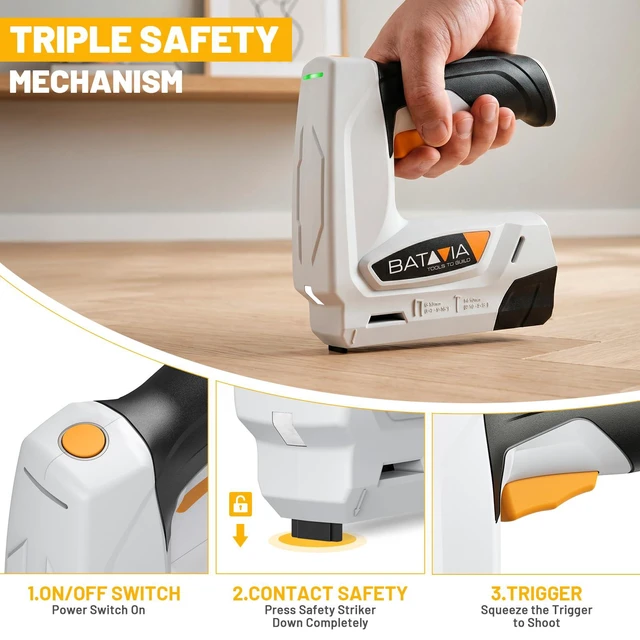 Alt view image 7 of 7 - Electric Staple Gun, 2-in-1 Cordless T50 Stapler & Brad Nailer with 2000PCS Staples and Nails, 2000mAh Battery Powered, 4V Electric Stapler for Upholstery, Wood, DIY, Home Improvement