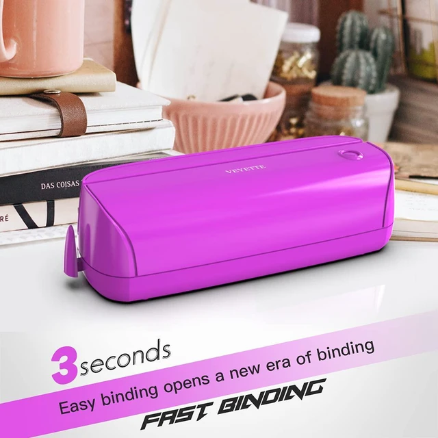 Alt view image 2 of 7 - Electric 3 Hole Paper Punch, Paper Puncher with Adapter for Office School Studio, 20 Sheet Capacity, AC or Battery Purple