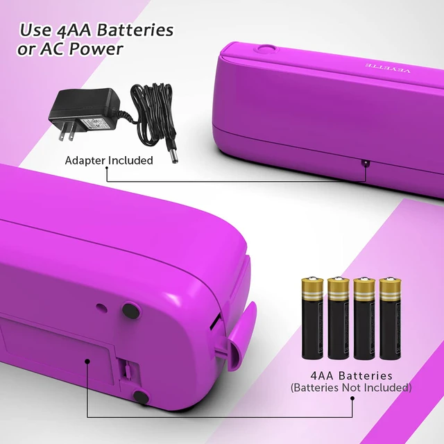 Alt view image 4 of 7 - Electric 3 Hole Paper Punch, Paper Puncher with Adapter for Office School Studio, 20 Sheet Capacity, AC or Battery Purple