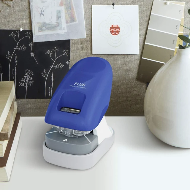 Alt view image 4 of 6 - Paper Clinch Desktop Staple-Free Stapler, Blue