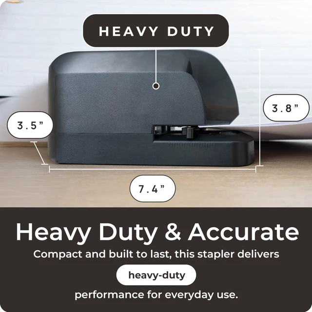 Alt view image 3 of 6 - Electric Stapler Heavy Duty Automatic Idustrial Use for Desktop Office | 45-Sheet Capacity, Quiet Operation, Jam-Free, Easy Reload, AC Adapter Powered