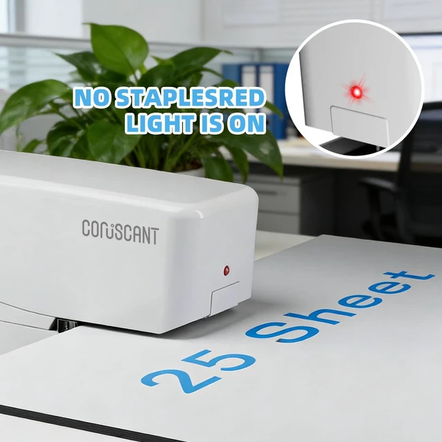 Alt view image 3 of 7 - Electric Stapler, No Jam Easy Reload, 25 Sheet Automatic Staplers for Desk, with 2000 Staples and 1 Staple Remover, Electric Desktop AC or Battery Powered for Classroom Office Home