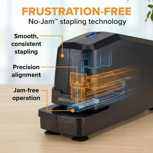 Alt view image 3 of 7 - Office Electric Stapler, 30 Sheet Heavy Duty No Jam, Charcoal | Built for workplaces and classrooms, holds four extra staple sticks, lights up when it is time to refill