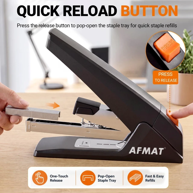 Alt view image 5 of 7 - Heavy Duty Stapler, 100-Sheet Effortless Stapler for Desk, 20K+ Uses | 50% Effort Reduced Desktop Stapler, Easy to Load, Jam-Free Teacher Stapler for Classroom, Large Office Stapler w/ 3K Staples