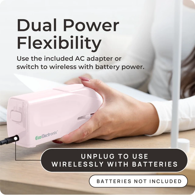 Alt view image 3 of 6 - Pink Electric Stapler Pro - Automatic Stapler for Desk or Office Use | Portable, Quiet and Jam-Free with Easy Reload, 30-Sheet Capacity, AC Adapter or Battery Powered