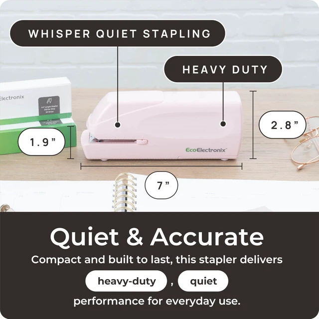 Alt view image 4 of 6 - Pink Electric Stapler Pro - Automatic Stapler for Desk or Office Use | Portable, Quiet and Jam-Free with Easy Reload, 30-Sheet Capacity, AC Adapter or Battery Powered