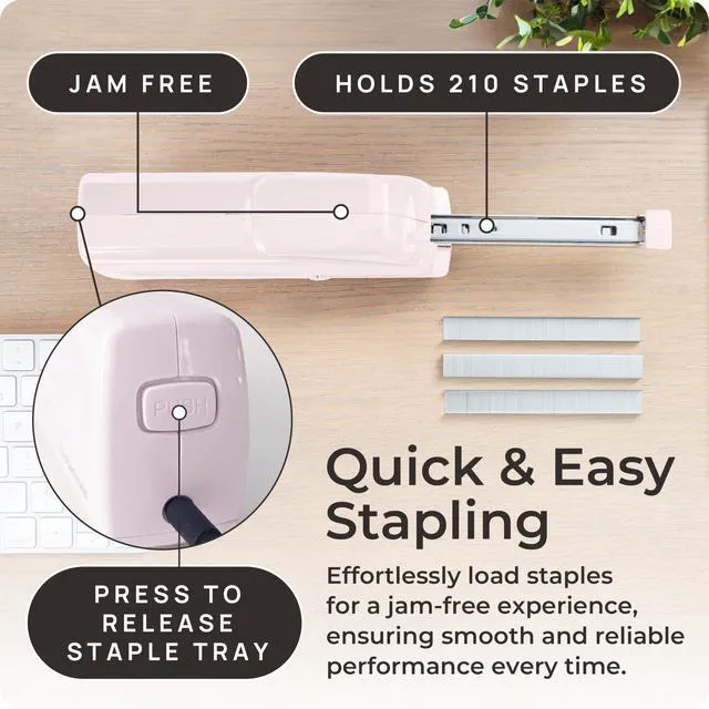 Alt view image 5 of 6 - Pink Electric Stapler Pro - Automatic Stapler for Desk or Office Use | Portable, Quiet and Jam-Free with Easy Reload, 30-Sheet Capacity, AC Adapter or Battery Powered