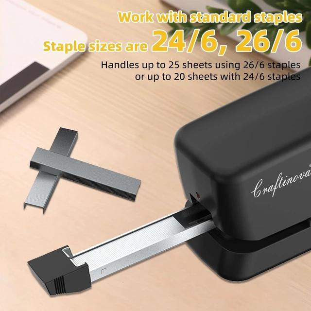 Alt view image 5 of 7 - Electric Stapler Desktop, Automatic Staplers Jam-Free, 25 Sheet Capacity, with 1 Staple Remover 2000 Staples, Easy Reload, AC or Battery Powered, Good for Office Home Class