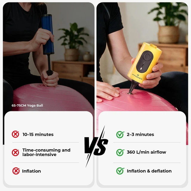 Alt view image 7 of 7 - Portable Air Pump for Inflatables, 4000mAh Ultra Fast Air Mattress Pump | with Advanced Heat Dissipation,360L/Min Electric Air Pump Inflate Deflate for Sleeping Pads,Pool Floats,65-85CM Yoga Ball