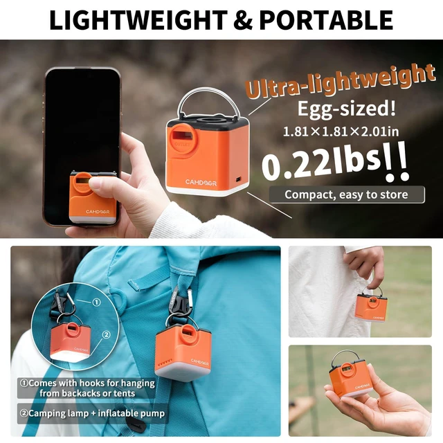 Alt view image 7 of 7 - Electric Air Pump for Inflatables 2400mAh Rechargeable 6 Nozzles | Pool Float Pump with Camping Light, Inflate & Deflate, for Air Mattress, Vacuum Bags, Sleeping Pads, Camping Gear