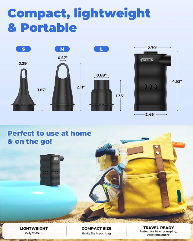 Alt view image 5 of 7 - 6000mAh Rechargeable Long-Lasting Air Pump for Inflatables | Portable Quick-Fill Air Mattress Pump Inflator Deflator for Inflatable Pool Boat Float Raft Swimming Rings Camping Vacuum Bag