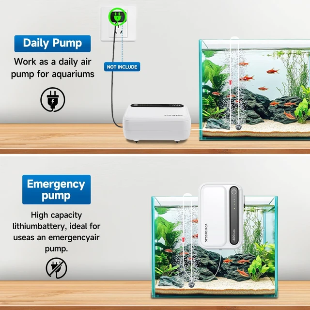 Alt view image 2 of 7 - 1800mAh Rechargeable Aquarium Air Pump, Single Outlet | Runs up to 30 hours continuously or 38 hours intermittently for aquariums, bait buckets and fishing trips