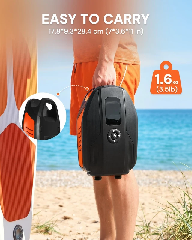 Alt view image 6 of 7 - Paddle Board Electric Pump, 18000mAh Rechargeable 20PSI High Pressure SUP Pump, Intelligent Dual Stage Inflation & Deflation, Auto-Off for Stand Up Paddle Boards, Surfing Kite, Tent, Boat
