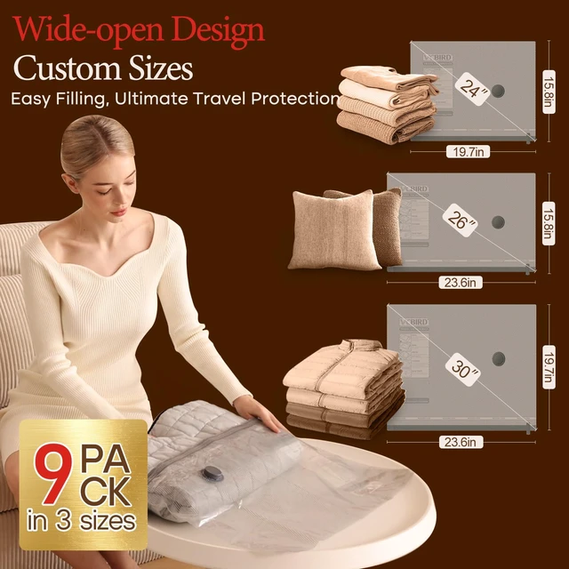 Alt view image 3 of 7 - Travel Vacuum Bags with Rechargeable Pump, Carry-On Space Saver | See Contents Easily with Transparent Bags, 1500mAh Pump Compresses 90+ Bags, Carry-On Size for Easy Travel Packing