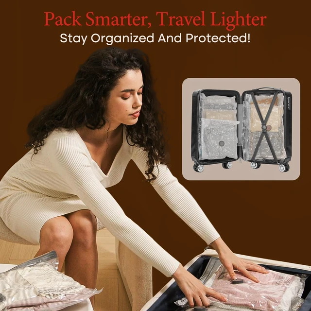 Alt view image 5 of 7 - Travel Vacuum Bags with Rechargeable Pump, Carry-On Space Saver | See Contents Easily with Transparent Bags, 1500mAh Pump Compresses 90+ Bags, Carry-On Size for Easy Travel Packing