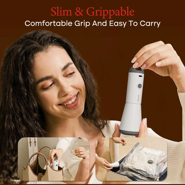 Alt view image 7 of 7 - Travel Vacuum Bags with Rechargeable Pump, Carry-On Space Saver | See Contents Easily with Transparent Bags, 1500mAh Pump Compresses 90+ Bags, Carry-On Size for Easy Travel Packing