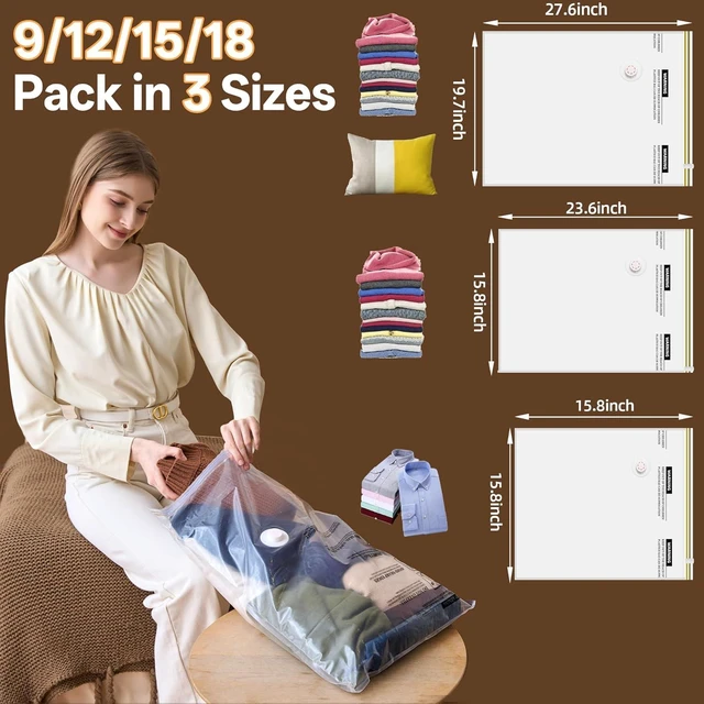 Alt view image 5 of 7 - Travel Vacuum Storage Bag with Rechargeable Cordless Pump, 15 Pack Vacuum Seal Space Saver Bags for Clothing Clothes Luggage & Suitcase Compression Packing