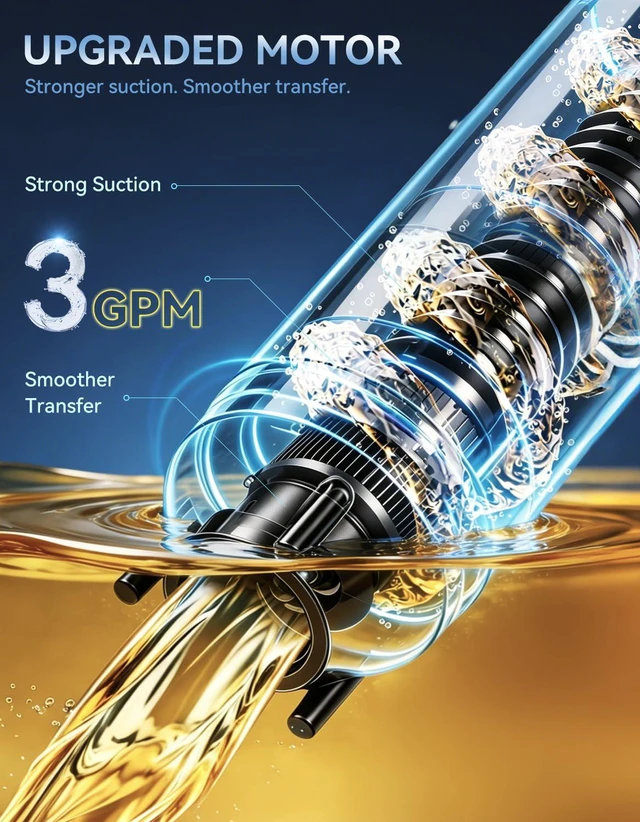 Alt view image 3 of 7 - Fuel Transfer Pump 3GPM, Siphon Pump for Gasoline and Diesel | Battery Powered, Ultra-Fast-Flow structure, Cold-resistant Hose, Broad Equipment Compatibility, Gift-ready Packaging