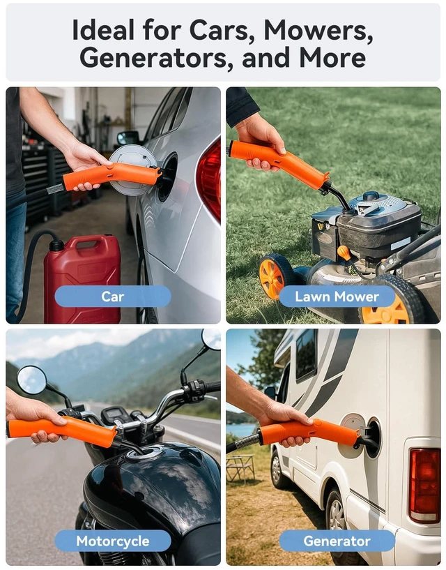 Alt view image 7 of 7 - Fuel Transfer Pump 3GPM, Siphon Pump for Gasoline and Diesel | Battery Powered, Ultra-Fast-Flow structure, Cold-resistant Hose, Broad Equipment Compatibility, Gift-ready Packaging