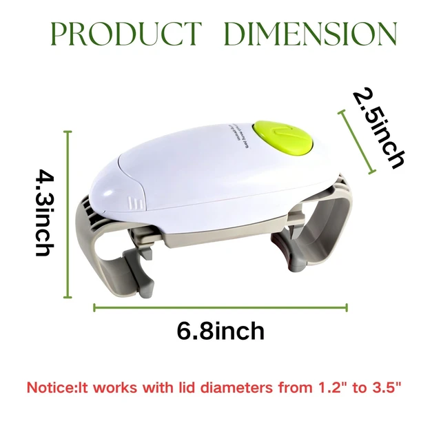 Alt view image 2 of 7 - Electric Jar Opener, Higher Torque Automatic Lid Opener for Seniors with Arthritis, Fits Jar Sizes (1.2"-3.5"), One-Touch Operated, Bottle Opener for Weak Hands, Hands-Free, Battery, No Installation