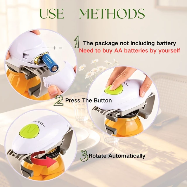 Alt view image 4 of 7 - Electric Jar Opener, Higher Torque Automatic Lid Opener for Seniors with Arthritis, Fits Jar Sizes (1.2"-3.5"), One-Touch Operated, Bottle Opener for Weak Hands, Hands-Free, Battery, No Installation