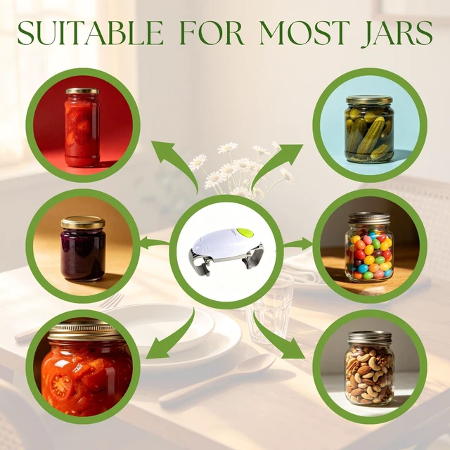 Alt view image 7 of 7 - Electric Jar Opener, Higher Torque Automatic Lid Opener for Seniors with Arthritis, Fits Jar Sizes (1.2"-3.5"), One-Touch Operated, Bottle Opener for Weak Hands, Hands-Free, Battery, No Installation