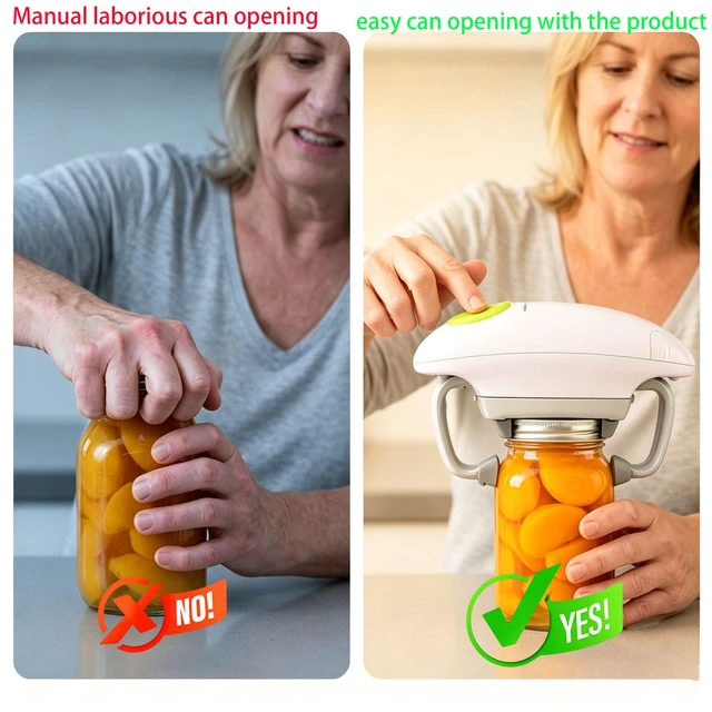 Alt view image 2 of 7 - Electric Jar Opener, Automatic One-Touch Jar Opener with Upgraded Dual-Grip, 3-Second Fast Motor Kitchen Gadget for Seniors with Arthritis and Weak Hands