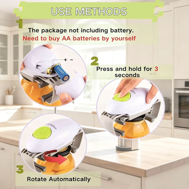 Alt view image 7 of 7 - Electric Jar Opener, Automatic One-Touch Jar Opener with Upgraded Dual-Grip, 3-Second Fast Motor Kitchen Gadget for Seniors with Arthritis and Weak Hands