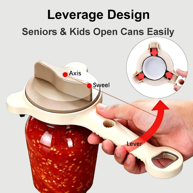 Alt view image 4 of 6 - 4-in-1 Jar Opener for Seniors & Arthritic Hands (Beige)