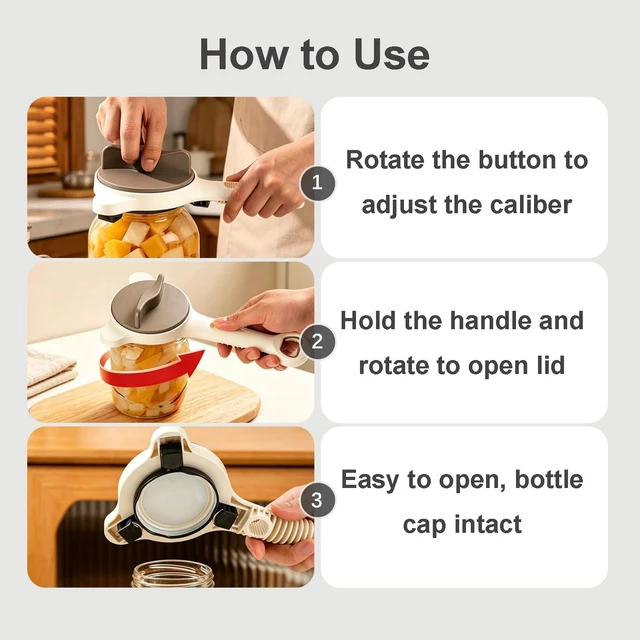 Alt view image 5 of 6 - 4-in-1 Jar Opener for Seniors & Arthritic Hands (Beige)