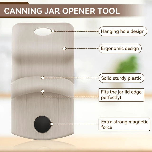 Alt view image 5 of 7 - 2 Pack Canning Jar Opener with Magnets, Mason Jar Opener For Canning Lids, Regular and Wide Mouth Lids, Powerful Magnet for Easy Refrigerator Storage, Releases Vacuum Seal Patent Pending(Beige)