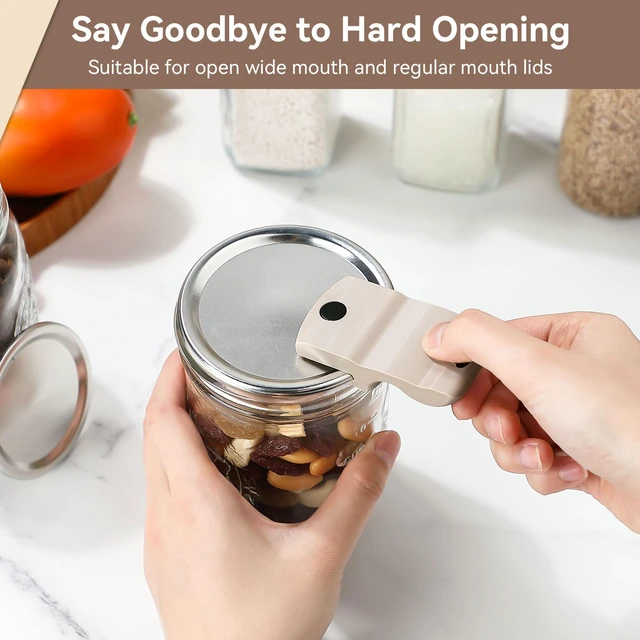 Alt view image 2 of 7 - 2 Pack Canning Jar Opener with Magnets, Mason Jar Opener For Canning Lids, Regular and Wide Mouth Lids, Powerful Magnet for Easy Refrigerator Storage, Releases Vacuum Seal Patent Pending(Beige)