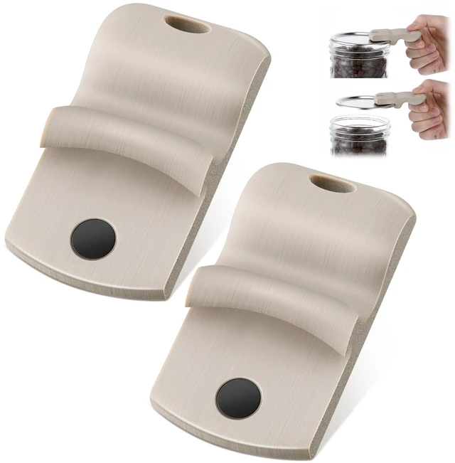 Main image of 2 Pack Canning Jar Opener with Magnets, Mason Jar Opener For Canning Lids, Regular and Wide Mouth Lids, Powerful Magnet for Easy Refrigerator Storage, Releases Vacuum Seal Patent Pending(Beige)