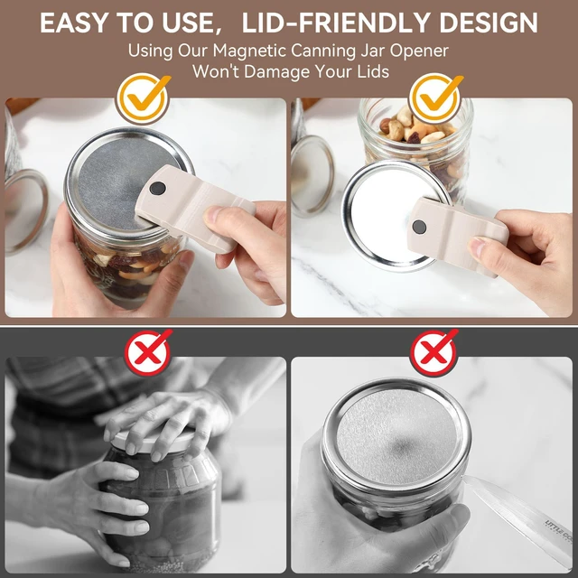 Alt view image 4 of 7 - 2 Pack Canning Jar Opener with Magnets, Mason Jar Opener For Canning Lids, Regular and Wide Mouth Lids, Powerful Magnet for Easy Refrigerator Storage, Releases Vacuum Seal Patent Pending(Beige)