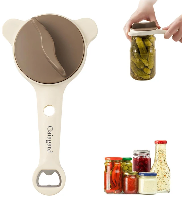 Main image of 4-in-1 Jar Opener for Seniors & Arthritis Sufferers - Adjustable Stainless Steel Lid Remover with Non-Slip Grip, Ergonomic Kitchen Tool for Weak Hands, Fits Bottles, Jars & Cans