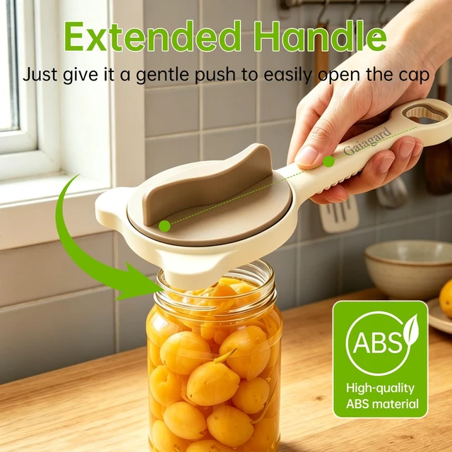 Alt view image 7 of 7 - 4-in-1 Jar Opener for Seniors & Arthritis Sufferers - Adjustable Stainless Steel Lid Remover with Non-Slip Grip, Ergonomic Kitchen Tool for Weak Hands, Fits Bottles, Jars & Cans