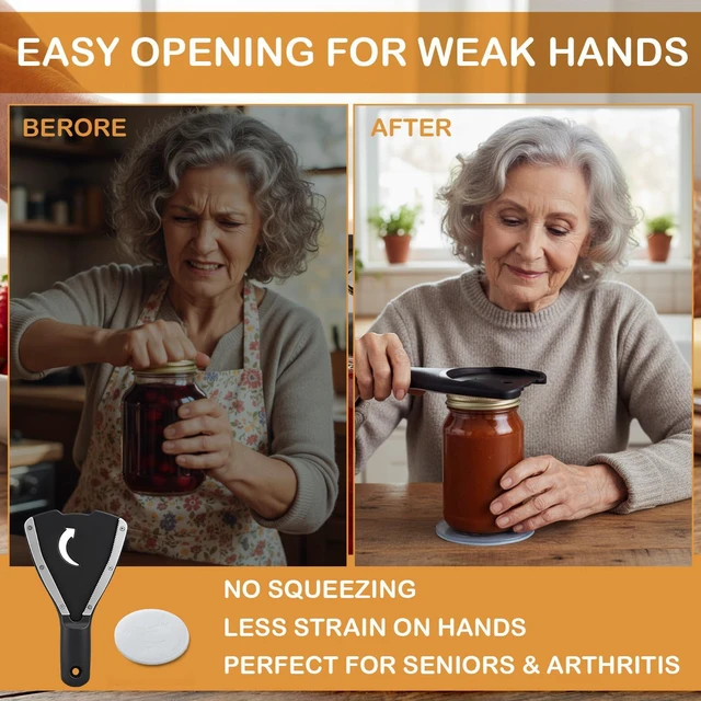 Alt view image 3 of 6 - Jar Opener for Weak Hands Non-slip Base Pad Jar Lid Opener for Seniors with Arthritis Heavy-duty Grip for Stuck Jars and Tight Lids Kitchen Gift for Parents