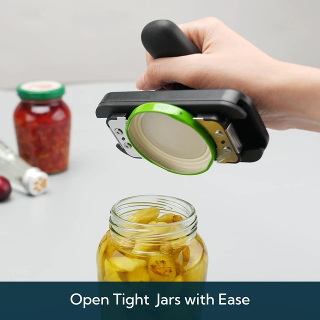 Alt view image 2 of 6 - Jar Opener for Weak Hands, Twist Lid & Cap Crack Jar Opener | Fits 14.5 Inch Lids, Durable Metal Internal Mechanism, Stainless Steel Teeth, Non-slip Grip & Base Pad