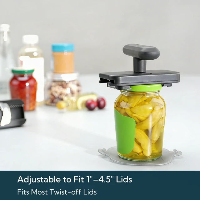 Alt view image 3 of 6 - Jar Opener for Weak Hands, Twist Lid & Cap Crack Jar Opener | Fits 14.5 Inch Lids, Durable Metal Internal Mechanism, Stainless Steel Teeth, Non-slip Grip & Base Pad