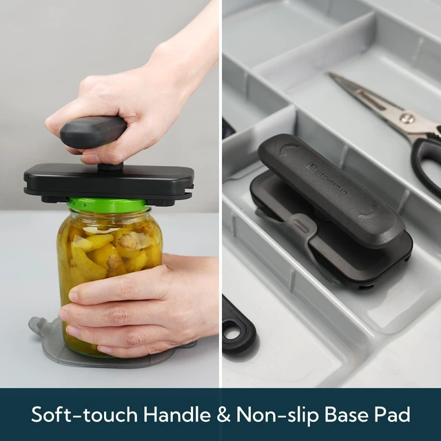 Alt view image 5 of 6 - Jar Opener for Weak Hands, Twist Lid & Cap Crack Jar Opener | Fits 14.5 Inch Lids, Durable Metal Internal Mechanism, Stainless Steel Teeth, Non-slip Grip & Base Pad
