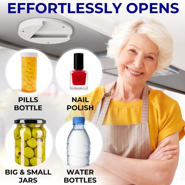 Alt view image 2 of 7 - Under Cabinet Jar Opener for Seniors, Effortless Under Counter Can Opener | Opens Any Lid One Handed, Heavy Duty Steel, Unscrews Bottles and Cans Easily, for Weak Hands and Arthritis, No Drilling