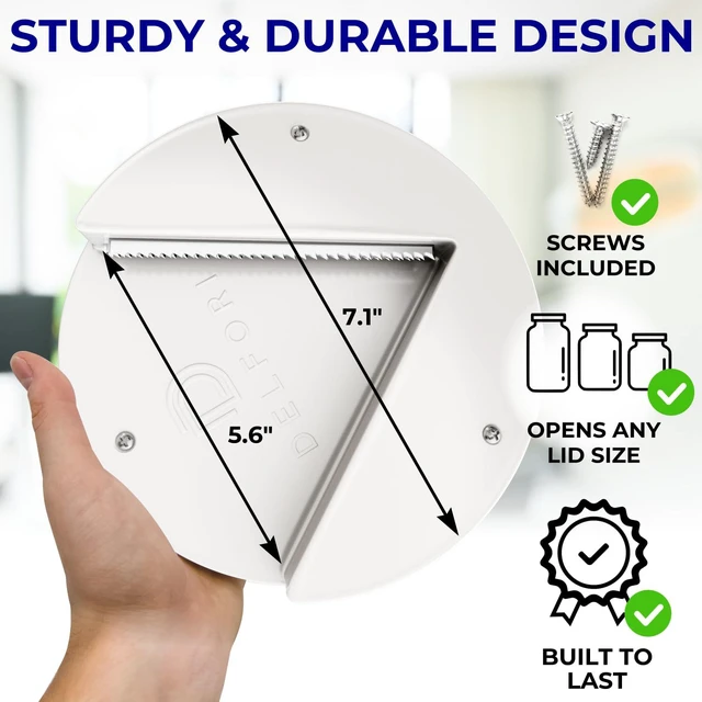 Alt view image 3 of 7 - Under Cabinet Jar Opener for Seniors, Effortless Under Counter Can Opener | Opens Any Lid One Handed, Heavy Duty Steel, Unscrews Bottles and Cans Easily, for Weak Hands and Arthritis, No Drilling