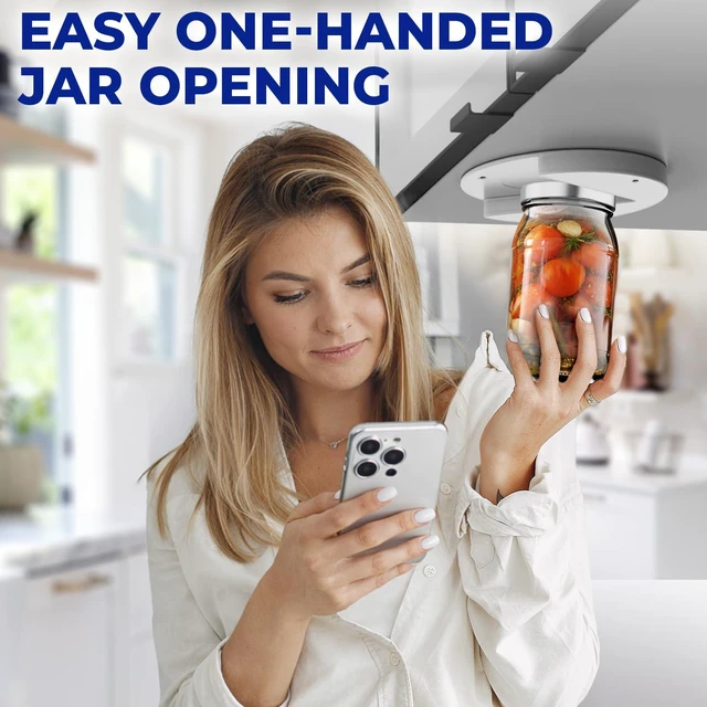 Alt view image 5 of 7 - Under Cabinet Jar Opener for Seniors, Effortless Under Counter Can Opener | Opens Any Lid One Handed, Heavy Duty Steel, Unscrews Bottles and Cans Easily, for Weak Hands and Arthritis, No Drilling