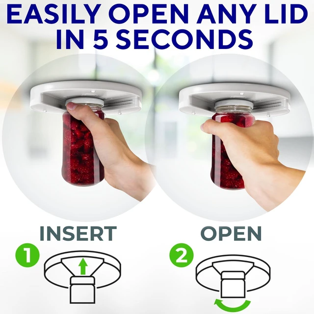 Alt view image 4 of 7 - Under Cabinet Jar Opener for Seniors, Effortless Under Counter Can Opener | Opens Any Lid One Handed, Heavy Duty Steel, Unscrews Bottles and Cans Easily, for Weak Hands and Arthritis, No Drilling